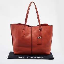 Pre Owned Tod's Orange Leather Medium Joy Shopper Tote