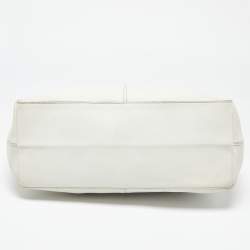 Pre Owned Tod's White Leather Logo Shopper Tote