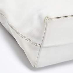 Pre Owned Tod's White Leather Logo Shopper Tote