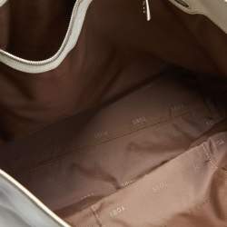 Pre Owned Tod's White Leather Logo Shopper Tote