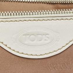 Pre Owned Tod's White Leather Logo Shopper Tote