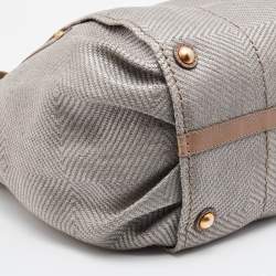 Tod's Grey Woven Fabric and Leather Shoulder Bag