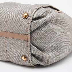 Tod's Grey Woven Fabric and Leather Shoulder Bag
