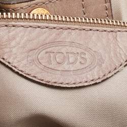 Tod's Grey Woven Fabric and Leather Shoulder Bag
