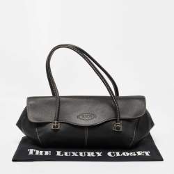 Pre Owned Tod's Black Leather Flap Satchel