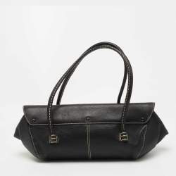 Pre Owned Tod's Black Leather Flap Satchel
