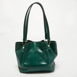 مملوكة مسبقًا Tod's Green Python Small Flower Tote