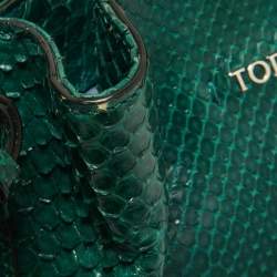 مملوكة مسبقًا Tod's Green Python Small Flower Tote