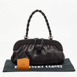 Pre Owned Tod's Dark Brown Leather Twisted Frame Satchel
