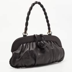 Pre Owned Tod's Dark Brown Leather Twisted Frame Satchel