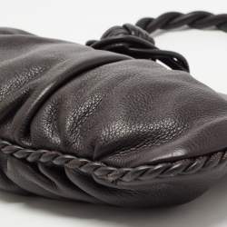 Pre Owned Tod's Dark Brown Leather Twisted Frame Satchel