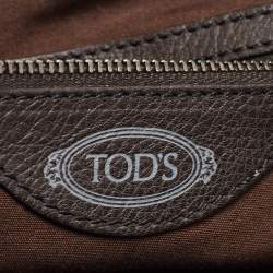 Pre Owned Tod's Dark Brown Leather Twisted Frame Satchel