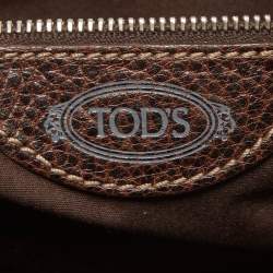 Pre Owned Tod's Dark Brown Leather Metal Flap Shoulder Bag