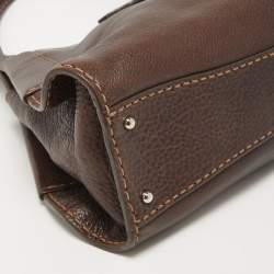 Pre Owned Tod's Dark Brown Leather Metal Flap Shoulder Bag