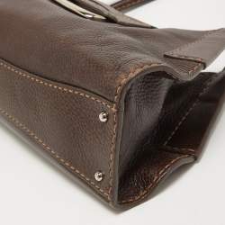 Pre Owned Tod's Dark Brown Leather Metal Flap Shoulder Bag