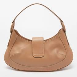 Tod's Beige Leather Wooden Flap Hobo 