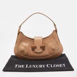 Tod's Beige Leather Wooden Flap Hobo 