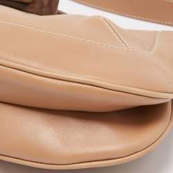 Tod's Beige Leather Wooden Flap Hobo 