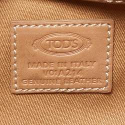 Tod's Beige Leather Wooden Flap Hobo 