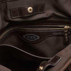 Pre Owned Tod's Brown Suede G-Line Fringe Media Tote