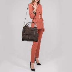 Pre Owned Tod's Brown Suede G-Line Fringe Media Tote