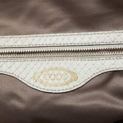 Tod's Beige/White Python Satchel