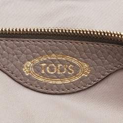 Tod's Grey/Beige Leather and Python Flap Top Handle Bag