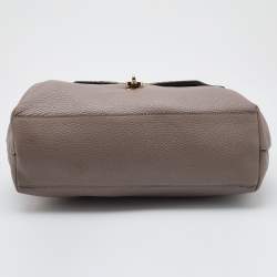 Tod's Grey/Beige Leather and Python Flap Top Handle Bag