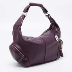 Pre Owned Tod's Purple Leather Charlotte Hobo
