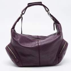 Pre Owned Tod's Purple Leather Charlotte Hobo