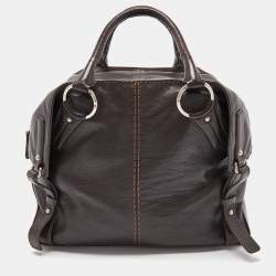 Pre Owned Tod's Dark Brown Leather Bowler Bag 