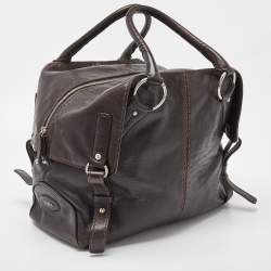 Pre Owned Tod's Dark Brown Leather Bowler Bag 