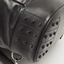 Tod's Black Leather Drawstring Flap Backpack