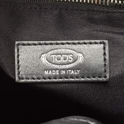 Tod's Black Leather Drawstring Flap Backpack