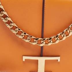 Tod's Orange Leather T Timeless Chain Shoulder Bag