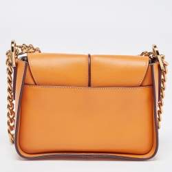 Tod's Orange Leather T Timeless Chain Shoulder Bag