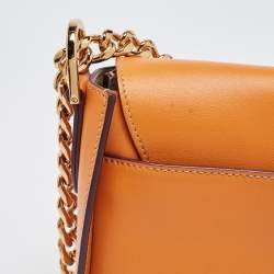 Tod's Orange Leather T Timeless Chain Shoulder Bag