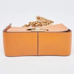 Tod's Orange Leather T Timeless Chain Shoulder Bag