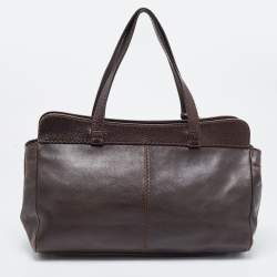 Pre Owned Tod's Choco Brown Leather Front Pocket Satchel