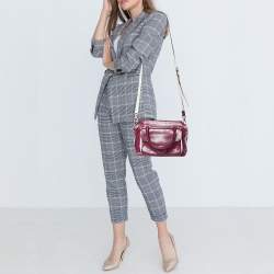 Pre Owned Tod's Burgundy Glossy Leather Small Military Bowler Bag