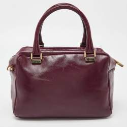 Pre Owned Tod's Burgundy Glossy Leather Small Military Bowler Bag
