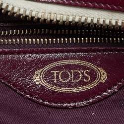 Pre Owned Tod's Burgundy Glossy Leather Small Military Bowler Bag