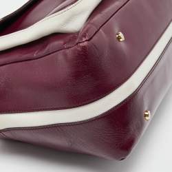 Pre Owned Tod's Burgundy Glossy Leather Small Military Bowler Bag