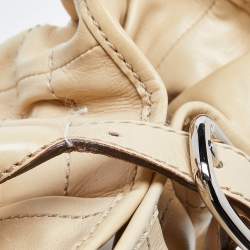 Tod's Beige Leather Drawstring Hobo