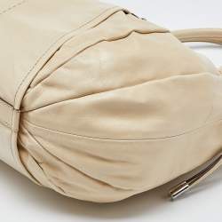 Tod's Beige Leather Drawstring Hobo
