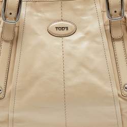 Tod's Beige Leather Drawstring Hobo