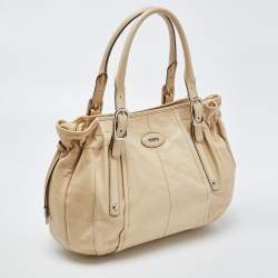 Tod's Beige Leather Drawstring Hobo