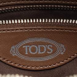 Tod's Teal Blue/White Leather and Suede Hobo