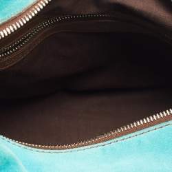 Tod's Teal Blue/White Leather and Suede Hobo