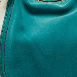 Tod's Teal Blue/White Leather and Suede Hobo